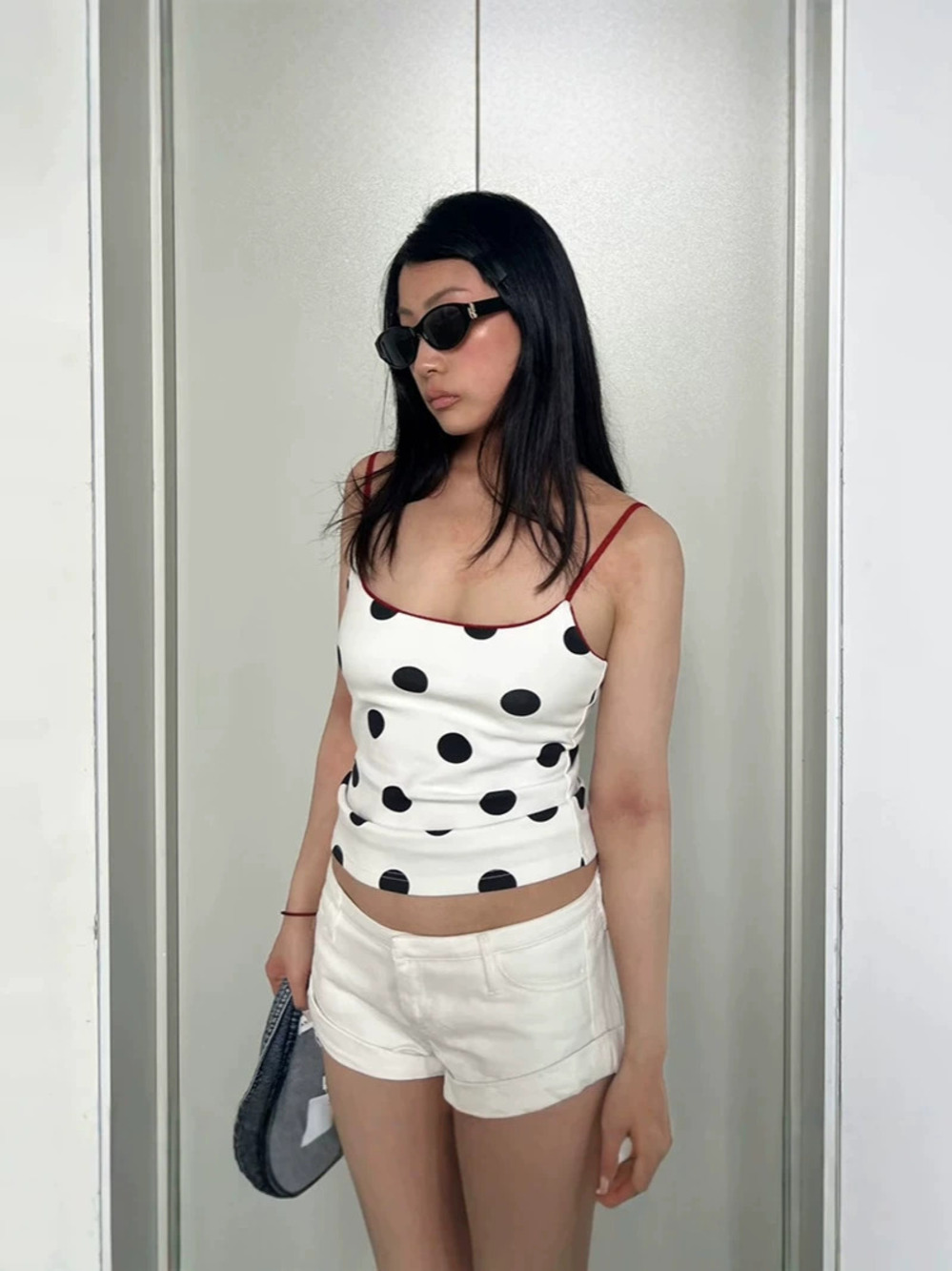 ZARA Summer Sexy Chic Sleeveless Polka Dot Slim Fit Waist Camisole